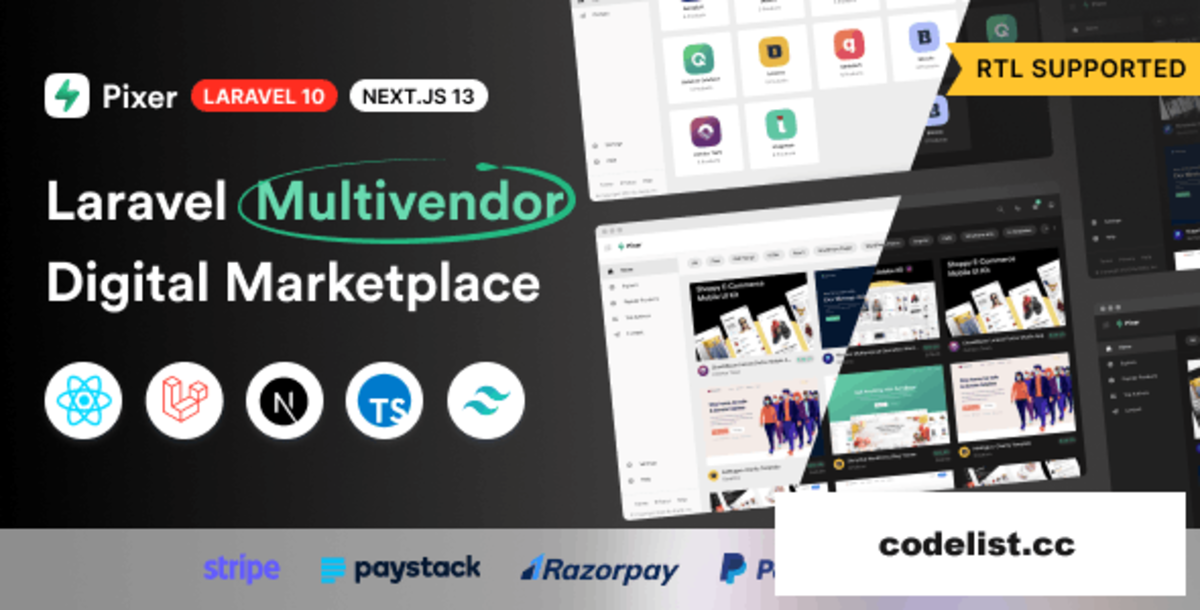 Pixer v6.6.1 - React Laravel Ecommerce Multivendor Digital Marketplace